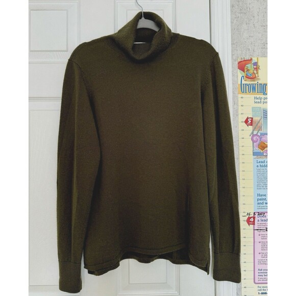 ORVIS women’s Large 100% Merino Wool Sweater Dark Green Khaki - Picture 1 of 8